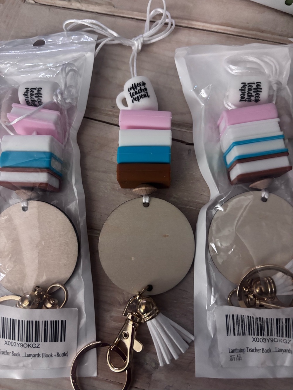 Cute Stack Book Lanyard Keychain - set of 3